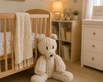Patrón de peluche gigante de oso de peluche – Peluche gigante tejido con los dedos (Descarga en PDF)