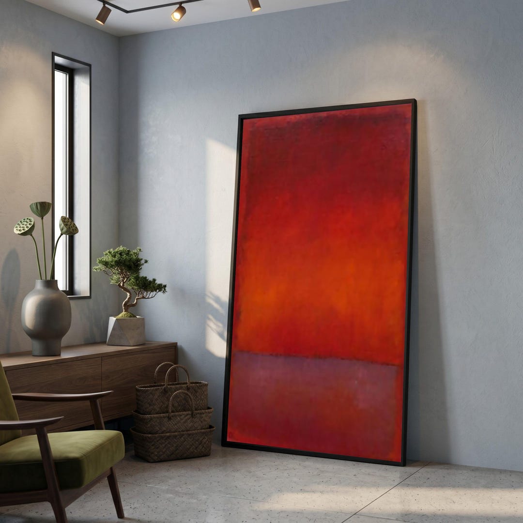 Color Gradient Wall Part Warm Red Gradient Canvas Wall Art, Abstract Color Field Painting ...