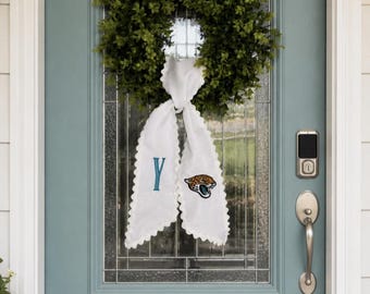 Football Wreath Sash | Custom NFL Football Decor | Monogram Wreath Sash | Game Day Front Door
