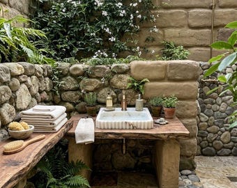 Lavabo de mármol hecho a mano - Lavabo decorativo de piedra natural - Lavabo moderno para baño - Lavabo de mármol de diseño único - Decoración de lujo para el hogar