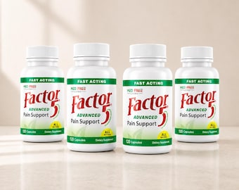 4 Bottles Med Free Living Factor 5 Natural Herbal Mobility Flexibility Line 120 Count