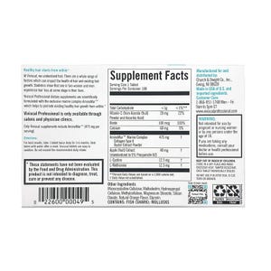 May include: A white supplement facts label for Viviscal Professional hair growth tablets. The label lists ingredients like Vitamin C, Biotin, and AminoMar Marine Complex. The product is not intended to diagnose, treat, cure, or prevent any disease.