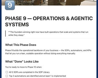 Startup Master OS — Fase 9: Operations & Agentic Systems | Begripsjabloon | Bedrijfsautomatisering
