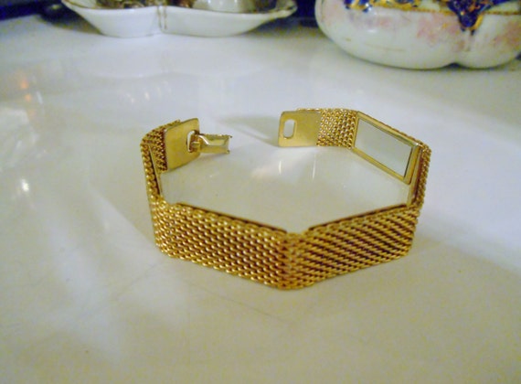 Vintage 1960s Gold Mesh & Etched Brushed Silver P… - image 3