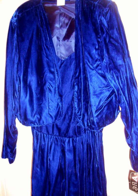 cos blue velvet dress