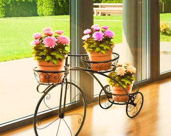 Fahrrad Pflanzenständer 3 Tier Dreirad Pflanzer Metall Blumentopf Ständer Vintage Garten Decor Indoor Outdoor Terrasse Pflanzenhalter