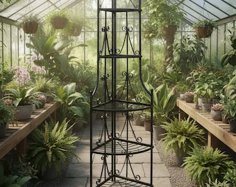Corner Plant Stand Indoor Outdoor 5 Tier Plant Shelf Metal Flower Stand Tall Corner Rack Garden Display Shelf Home Decor
