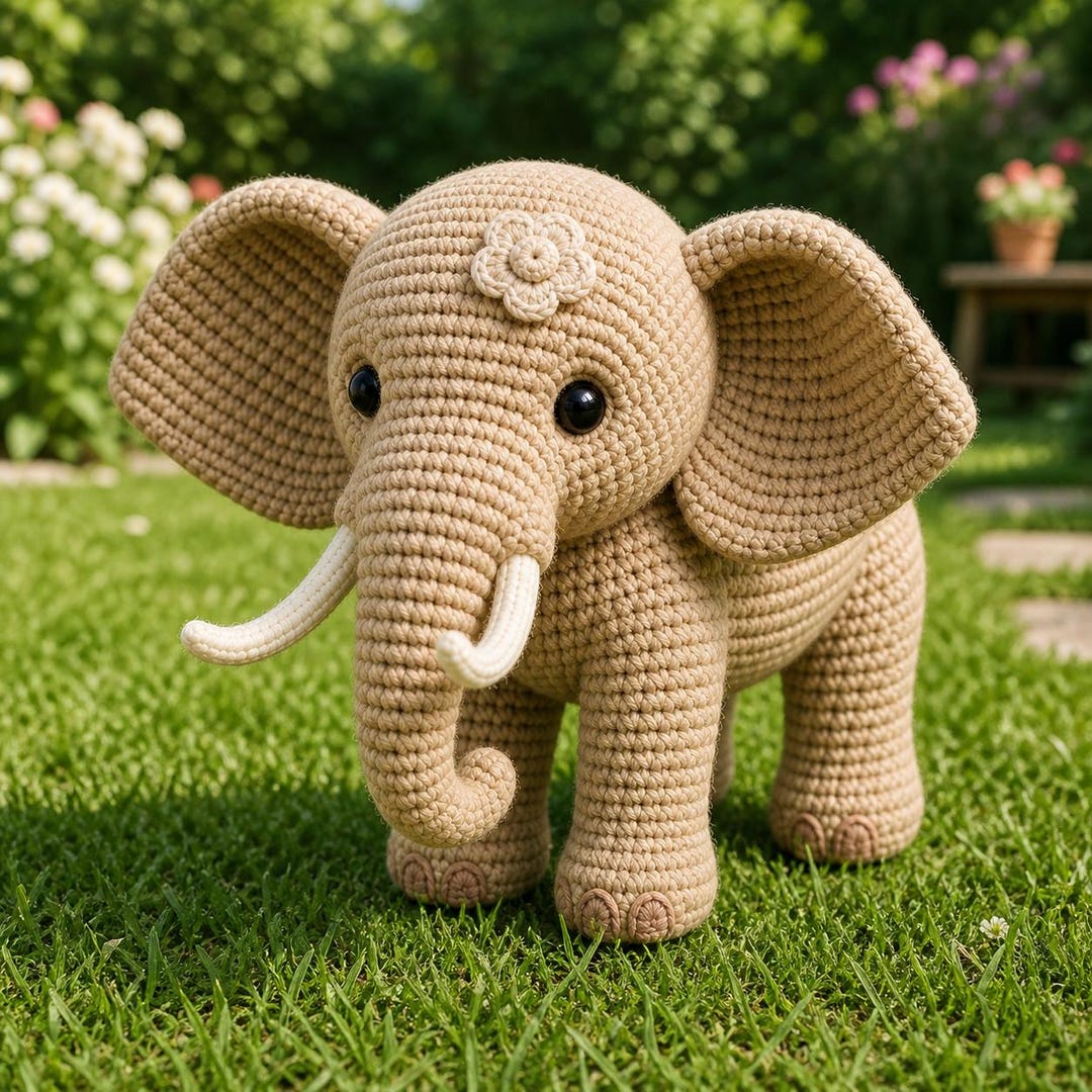 Baby Elephant Amigurumi Crochet Pattern PDF, Cute Standing Elephant Toy ...