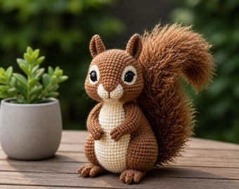 Motif PDF écureuil au crochet, jouet écureuil Amigurumi, motif au crochet animaux des bois, peluche animal de la forêt, écureuil mignon cadeau bricolage