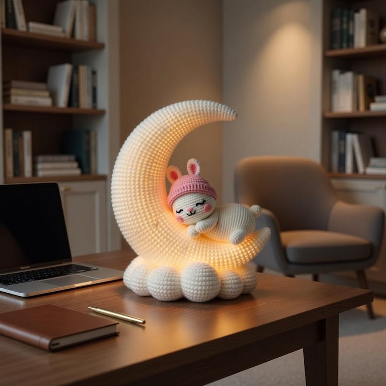 Crochet Moon Bunny Pattern PDF, Amigurumi Sleeping Bunny on Crescent ...