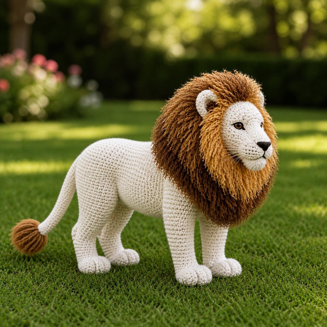 White Lion Amigurumi Crochet Pattern PDF, Realistic Lion Toy Pattern ...