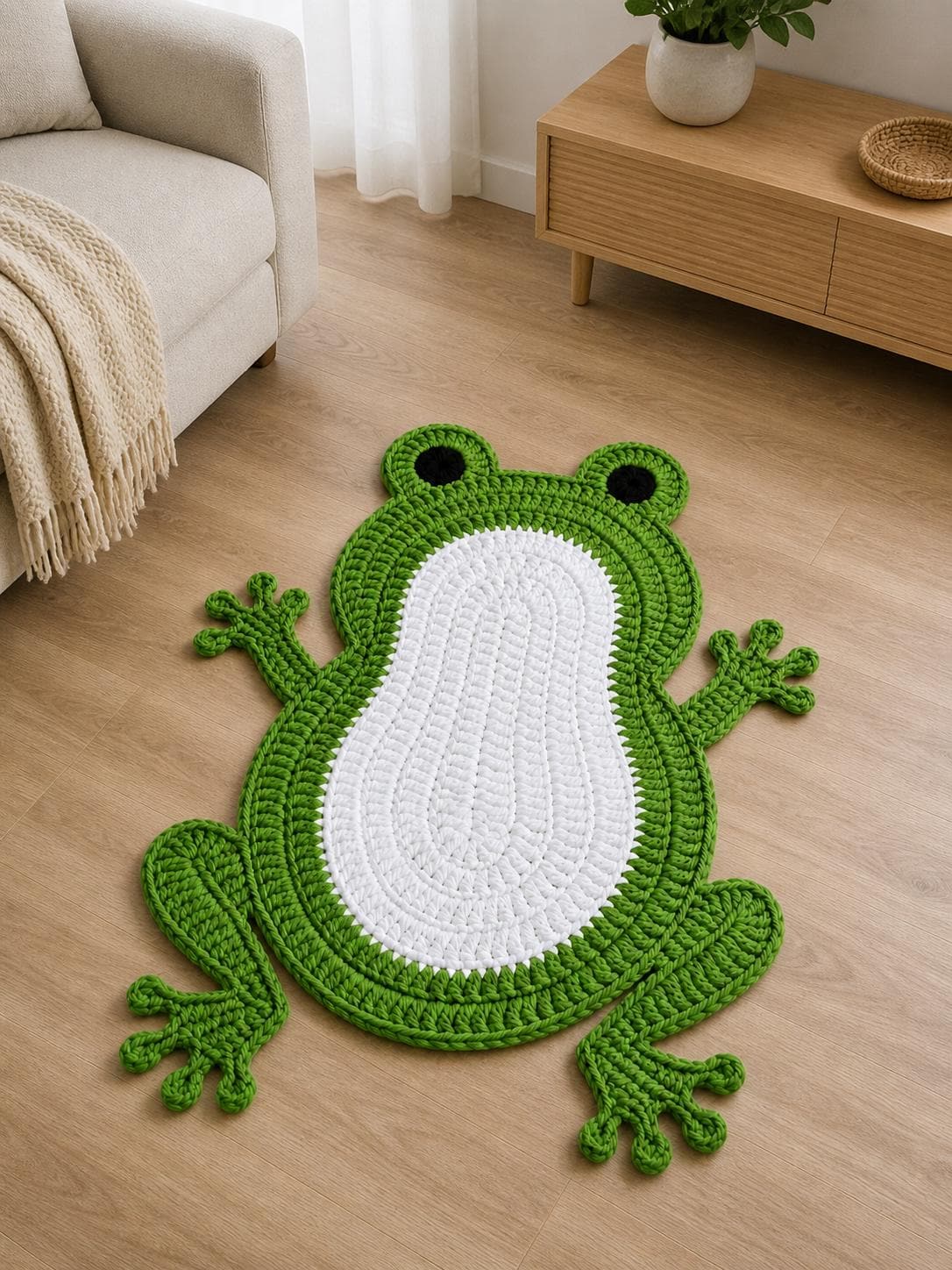 Crochet Frog Rug Pattern PDF, Cute Frog Floor Mat, Amigurumi Frog ...