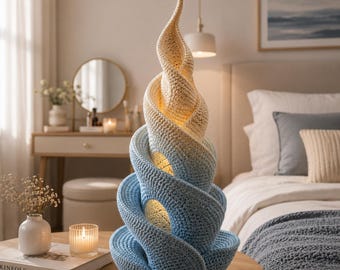 Spiral Crochet Lamp Pattern PDF, Modern Crochet Lantern Tutorial, LED Amigurumi Home Decor, Crochet Light Pattern