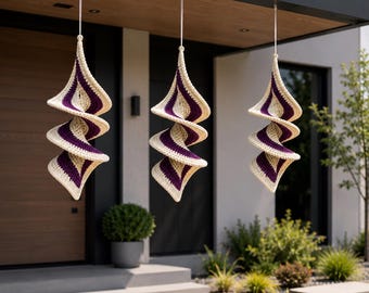 Crochet Wind Spinner Pattern PDF, Spiral Hanging Crochet Decor, Twisted Wind Spinner Crochet Pattern, Outdoor Crochet Ornament