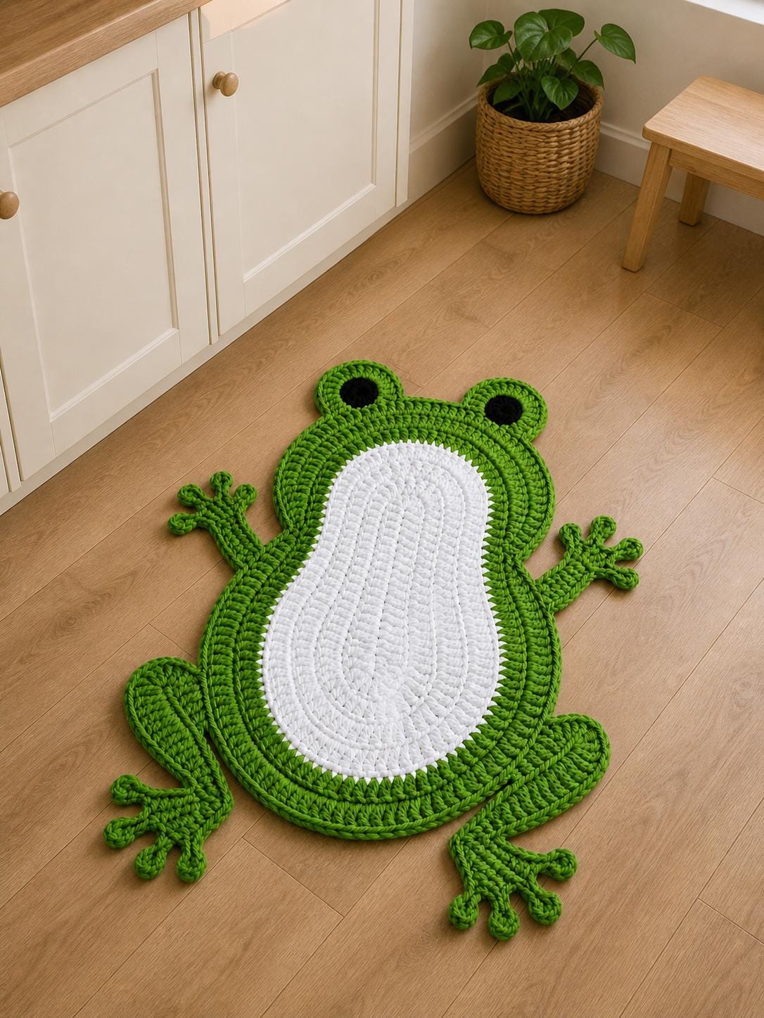 Crochet Frog Rug Pattern PDF, Cute Frog Floor Mat, Amigurumi Frog ...