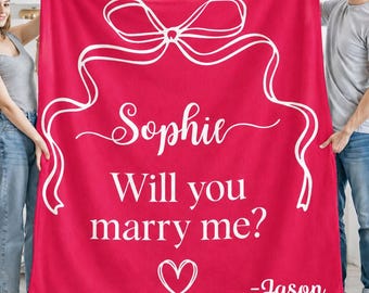 Custom Proposal Blanket Gift for Girlfriend, Will You Marry Me, Personalized Engagement Proposal Throw