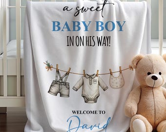Personalized Baby Boy Blanket, Gift for Expecting Parents, Custom Newborn Blanket, Baby Shower Gift