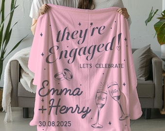 Personalized Engagement Blanket, Couple Throw Gift For Future Mr And Mrs, Engaged Couples Blanket