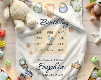 Personalized Baby Birth Stats Blanket, Newborn Keepsake Gift, Minky Sherpa or Fleece Baby Blanket