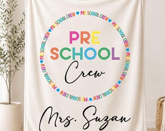Preschool Crew Blanket, Personalized Cozy Throw Blanket, Preschool Teacher Gift, Daycare Teacher Gift
