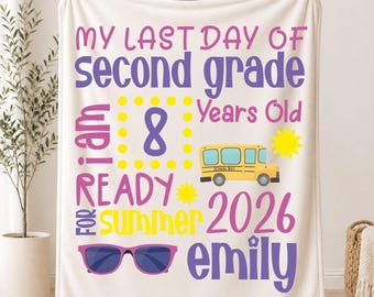 Last Day of School Blanket, Personalized Kids Blanket, Custom Graduation Throw, Summer Break Gift
