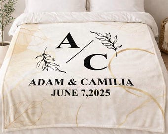 Personalized Couple Blanket, Wedding Keepsake, Anniversary Gift, Custom Couple Names Date Cozy Romantic Throw
