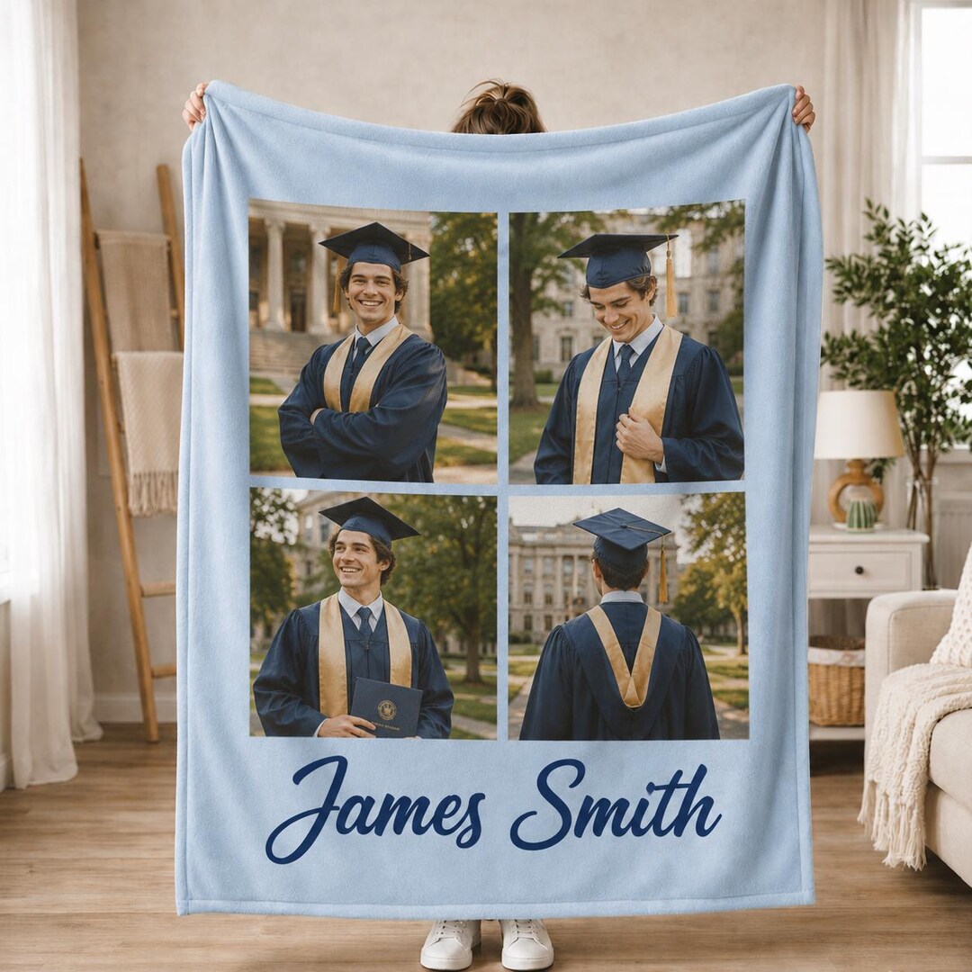 Personalized Graduation Photo Blanket, Custom Senior Collage Throw Gift ...
