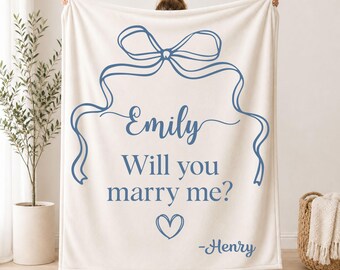 Personalized Engagement Blanket Gift for Proposal, Romantic Will You Marry Me Throw, Surprise Proposal