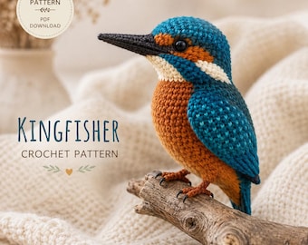 Realistic Kingfisher Crochet Pattern | Amigurumi Bird Plush Tutorial (PDF Download)