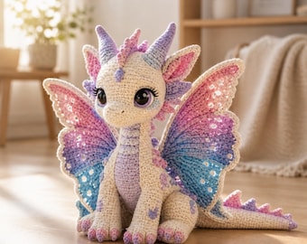 Butterfly Dragon Crochet Pattern, Amigurumi Plush Tutorial, Fantasy Toy PDF