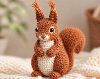 Squirrel Crochet Pattern PDF, Woodland Amigurumi Plush Toy Tutorial (Digital Download)