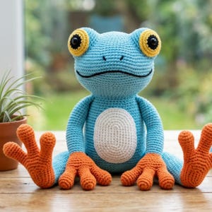 Blauer Laubfrosch Amigurumi Häkelanleitung PDF, Süßer Plüsch Frosch Häkelanleitung, Tier Häkelanleitung, DIY handgemachtes Geschenk Spielzeug