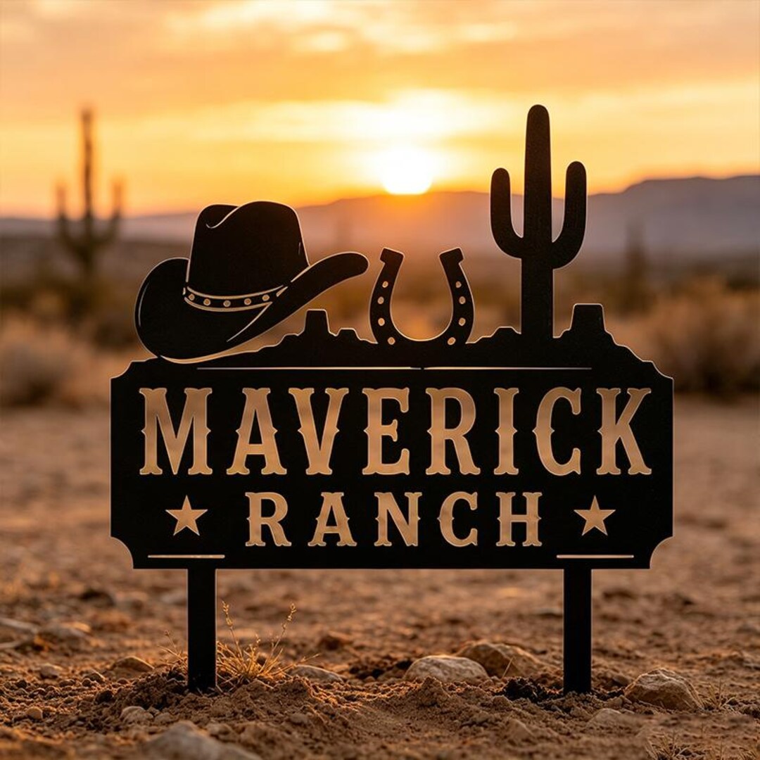 Cowboy Sign Posts Personalized Cowboy Ranch Metal Sign, Custom Western Yard Stake, Rustic ...