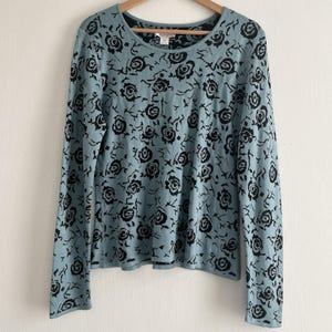 Christopher & Banks Blue Rose Printed Sweater