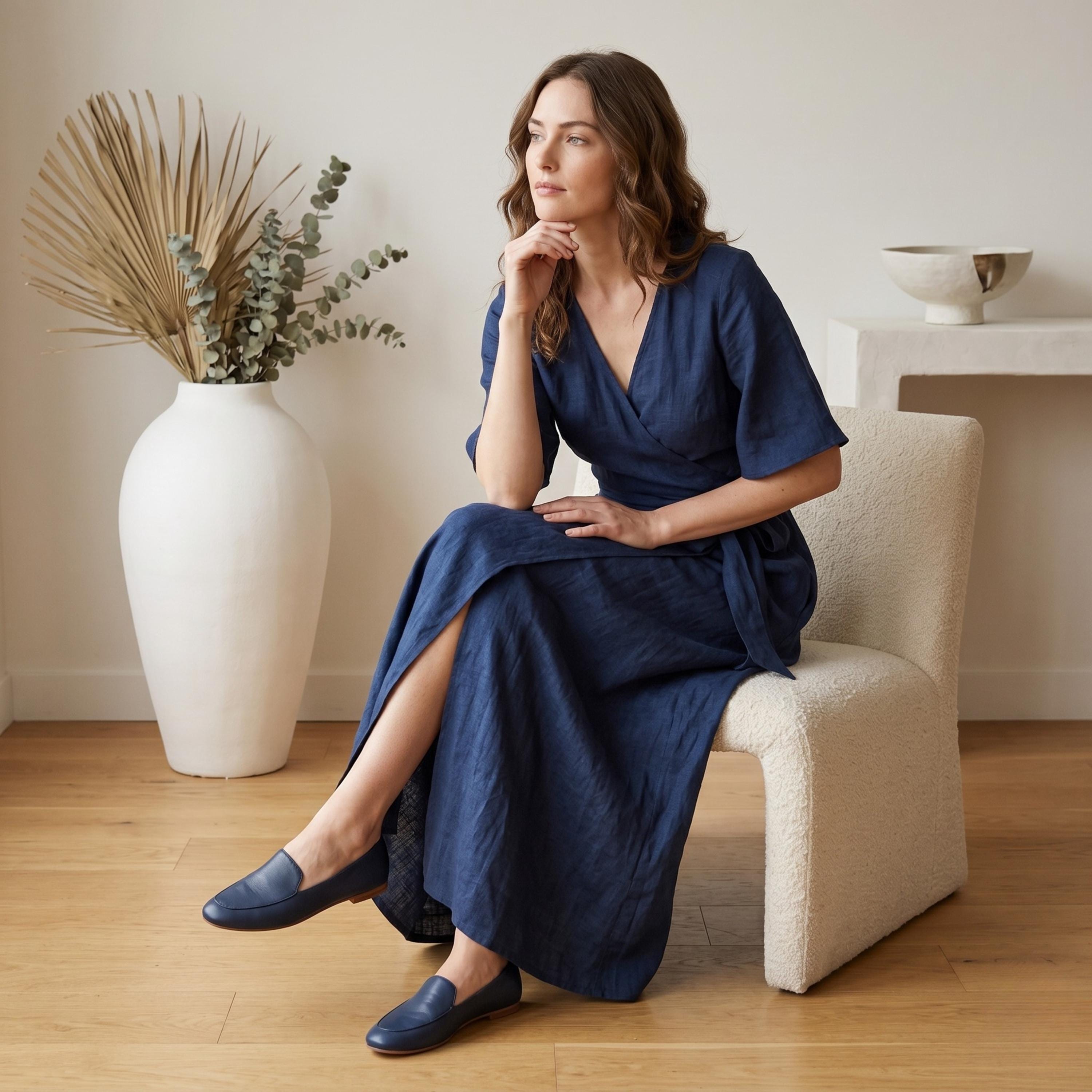 Linen Wrap Maxi Dress