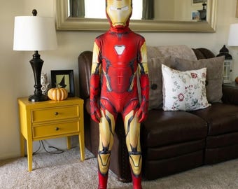 Halloween Gift for Kids Superhero Full Body Costume Cosplay Suit Boys Red Gold
