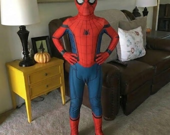 Halloween Costume Gift Kids Spider Hero Bodysuit Toddler Red Blue Cosplay Zip Outfit