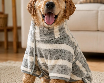 Personalized Dog Bathrobe Towel, Dog Drying Coat, Pet Bath Towel, Puppy Bathrobe, Custom Name Dog Towel, Cozy Pet Shower Wrap