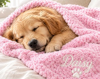 Personalized Dog Blanket, Custom Name Embroidered Blanket, Cozy Pet Throw, Puppy Blanket, Dog Bed Blanket, Crate Blanket, Pet Gift