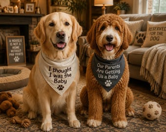 Embroidered Dog Pregnancy Announcement Bandana, Dog Baby Announcement, First Baby Coming Soon, Personalized Dog Gift