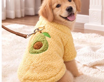 Cute Avocado Dog Sweater, Fluffy Sherpa Puppy Coat, Warm Small Dog Jacket, Cozy Fleece Pet Clothes, Cute Dog Outfit