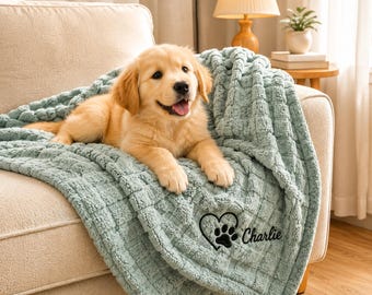 Personalized Dog Blanket, Custom Pet Name Blanket, Custom Embroidered Pet Blanket, Puppy Gift, Dog Lover Gift, Cozy Pet Throw