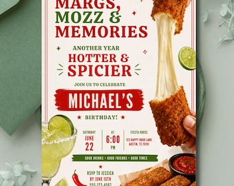 Margarita Birthday Invitation, Tex Mex Fiesta Party Invite, Editable Canva (Digital Download)