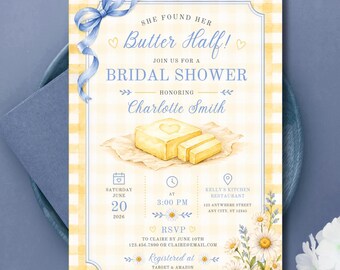 Invito per addio al nubilato "She Found Her Butter", modello Canva modificabile (download digitale)