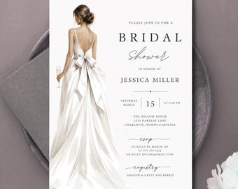 Elegant Bridal Shower Invitation Template, Classy Wedding Shower Invite (Digital Download)