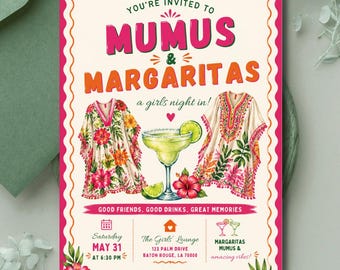 Mumus and Margaritas Invitation, Girls Night In Party Template (Digital Download)