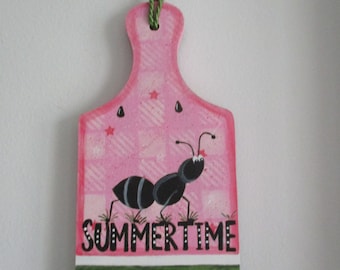 Ant/summertime breadboard, summer decor, ant decor, tole painted, ant, gift for her, hostess gift
