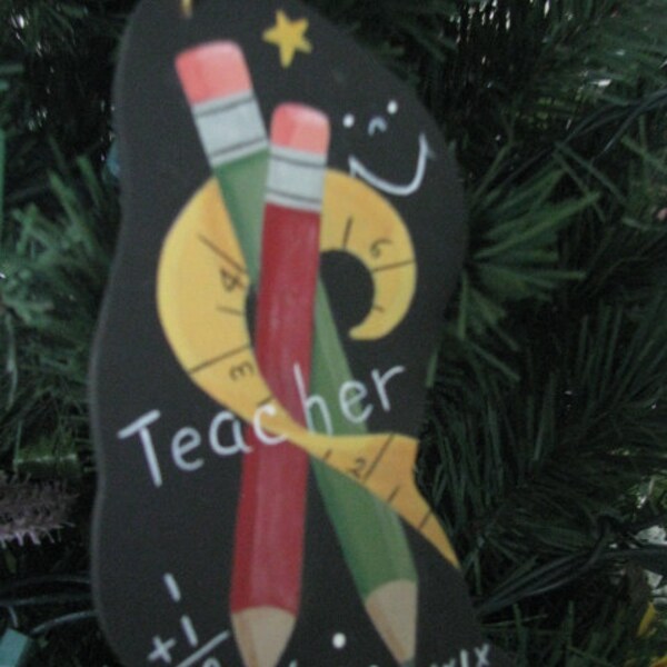stocking ornament, Christmas gift, teacher's gift, ornament, pencils, thank you gift, teacher appreciation, gift for her, tole painting