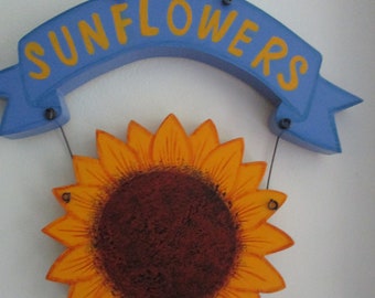 sunflower wall hanging, summer deocr, fall decor, tole painting, gift for her, hostess gift,
