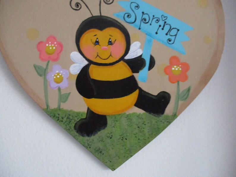 Spring Sign, Bee Sign, Spring Decor, Door Hanging, Wall Hanging, Tole ...